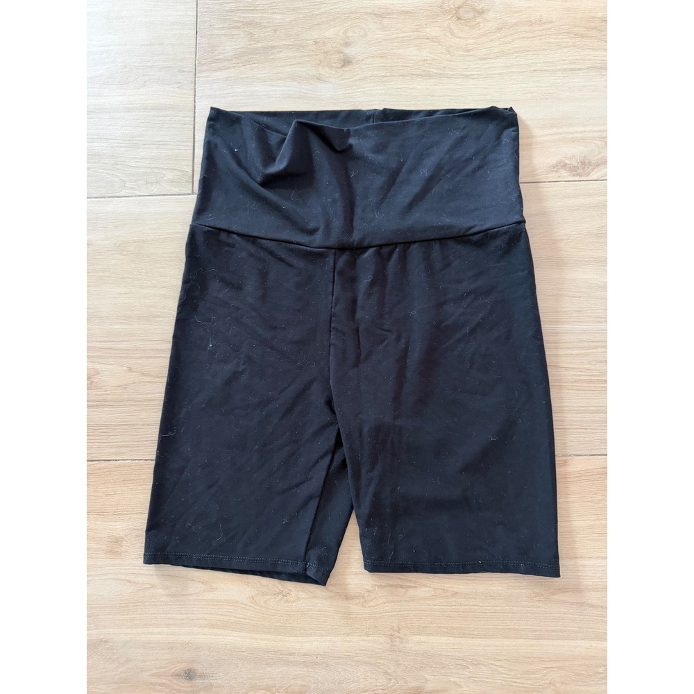 HATCH Maternity Black Bamboo Viscose Bike Shorts High Waist Size S